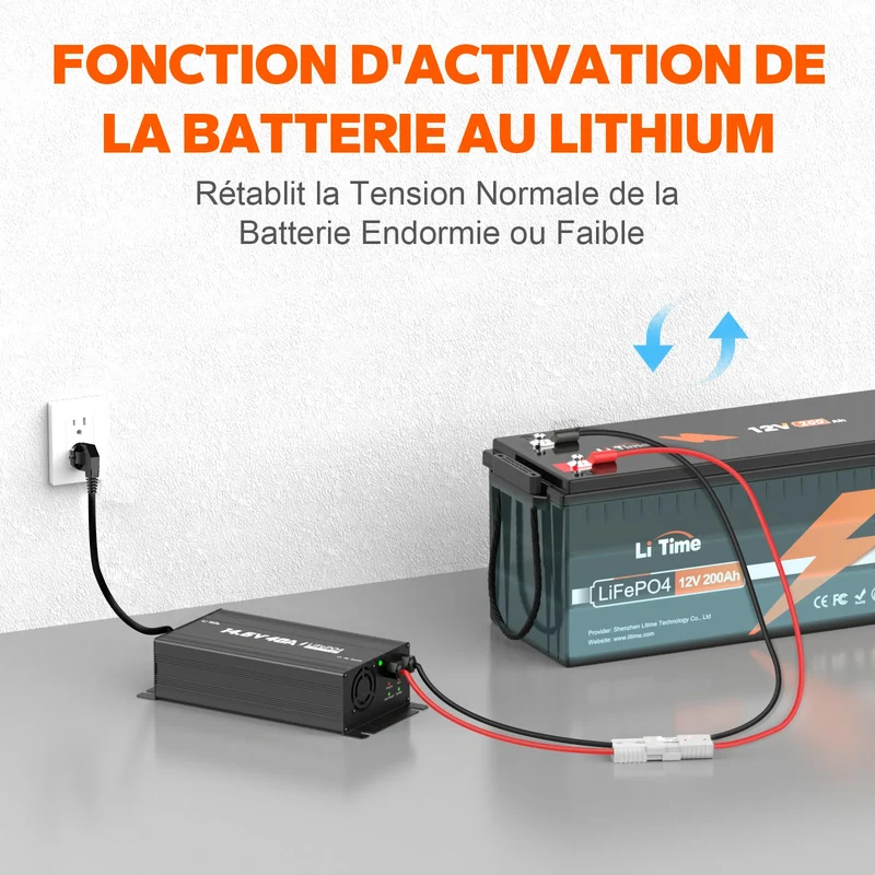 LiTime Chargeur 12V 40A pour batterie LiFePO4