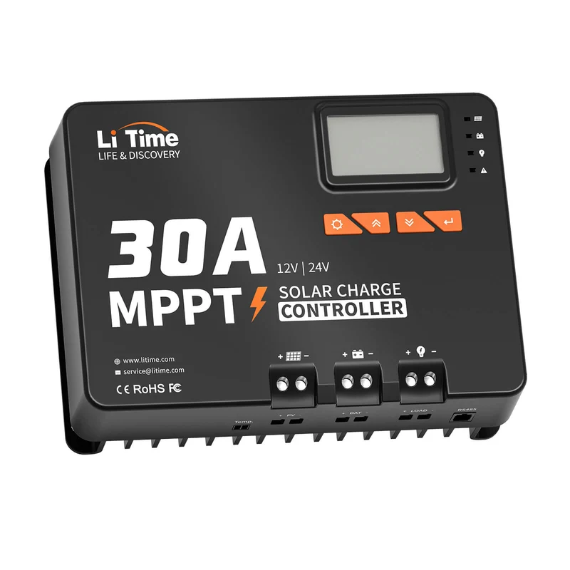 LiTime Contrôleur de charge solaire MPPT 30A 12V/24V avec Bluetooth