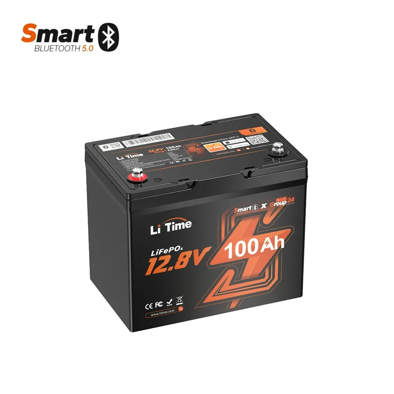 LiTime 12V 100Ah Group 24 Bluetooth LiFePO4 batterie au lithium à cycle profond