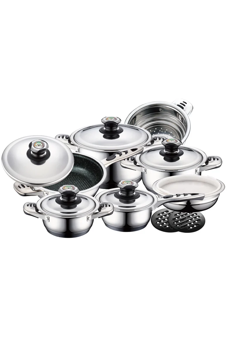 Batterie de cuisine inox 16 pièces