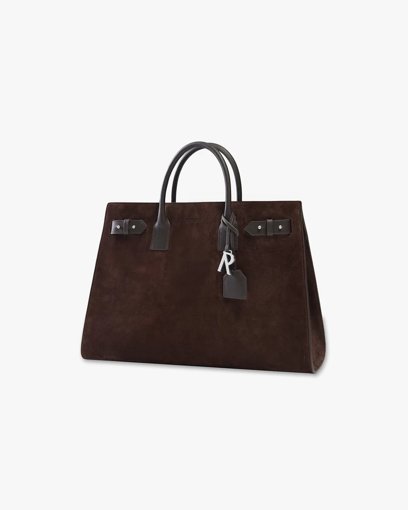 Suede Leather Tote Bag - Brown
