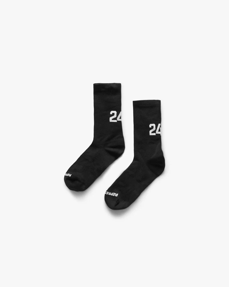 247 Numbers Socks - Jet Black