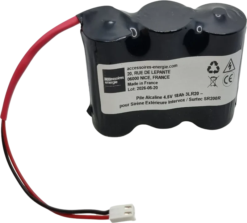 Pile Alcaline 4.5V 18Ah 3LR20 Intervox Surtec SR200R