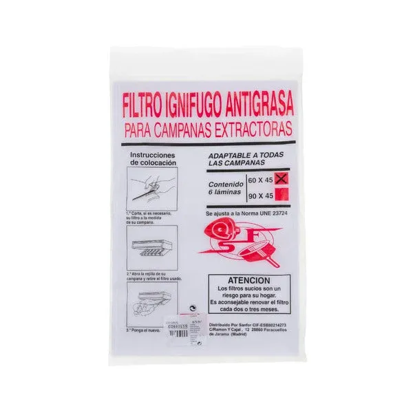 Filtre papier ignifuge pour hotte aspirante 60x45 standard 00460159