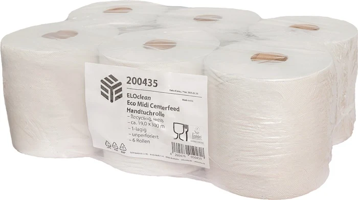 ELOS rouleau d'essuie-mains ELOclean Eco Midi Centerfeed non perforé, 1 couche blanc naturel ( 9000469247 )