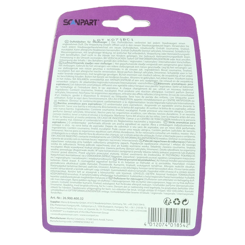 SCANPART - Aspirateur rafraîchisseur - Lavande - 5 Pieces