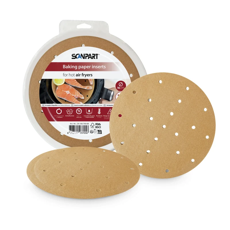 SCANPART - Papier cuisson pour friteuse à air chaud - 100 pièces - Ø16 cm