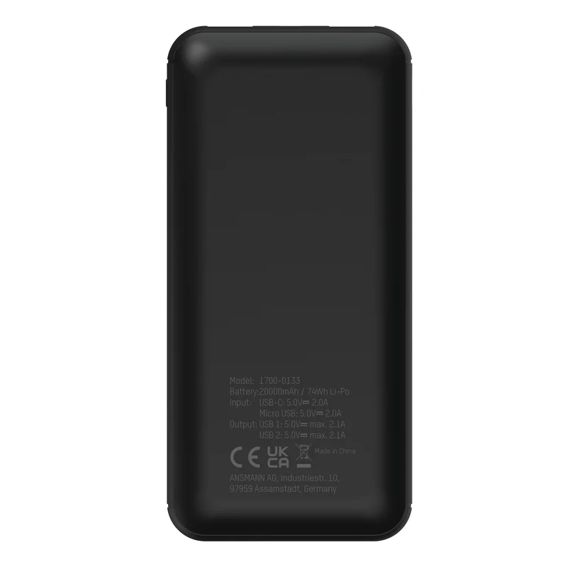 ANSMANN - Banque de puissance - PB212 - Noir - 20000mAh - 1x USB-A (F)