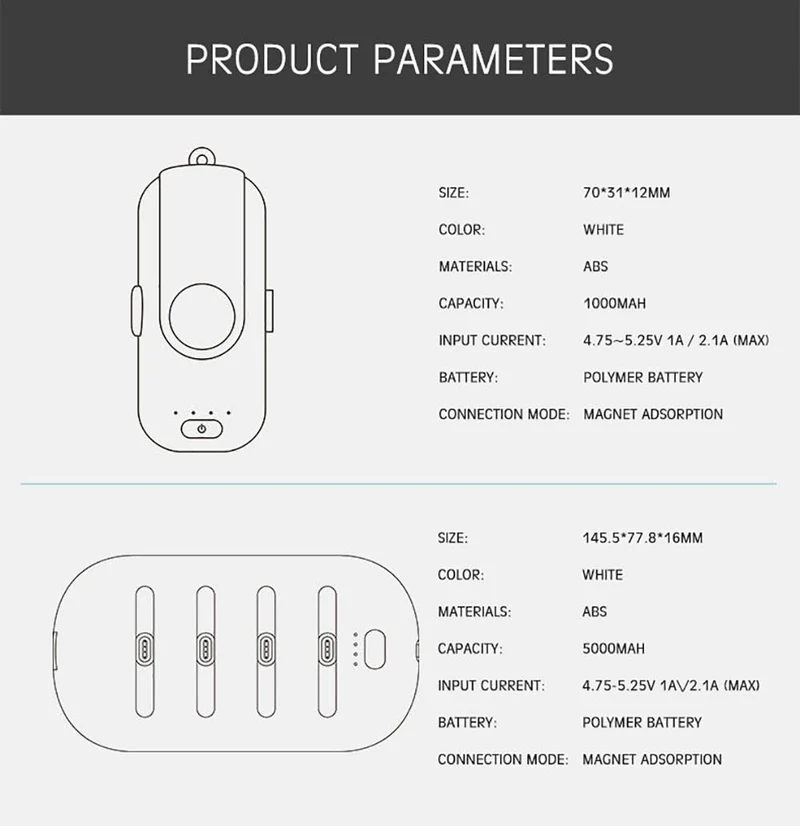 Replaceable Portable Magnetic Mini Power Bank