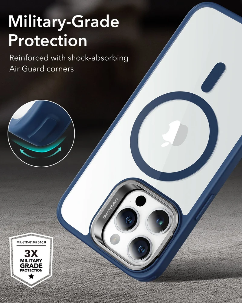 iPhone 14 Pro Max Classic Hybrid Case with Stash Stand (HaloLock) - Clear Black