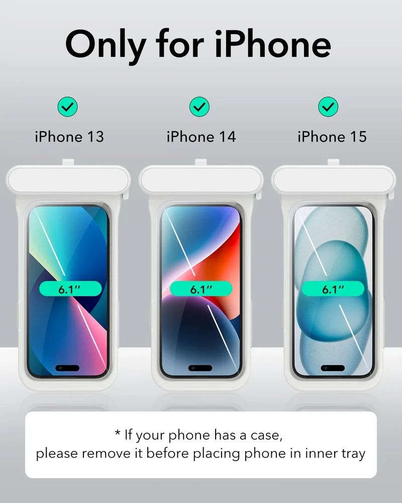 iPhone 15/14/13 Waterproof Phone Pouch Pro - White - 1 Pack