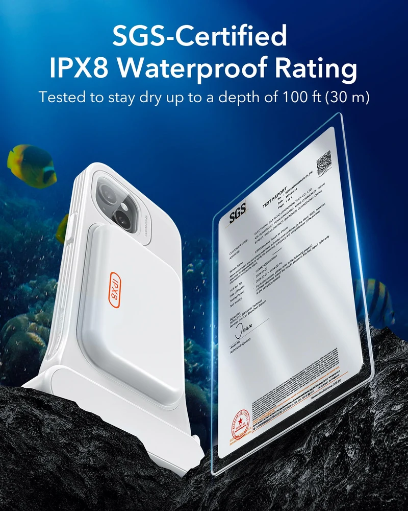 iPhone 15/14/13 Waterproof Phone Pouch Pro - White - 1 Pack
