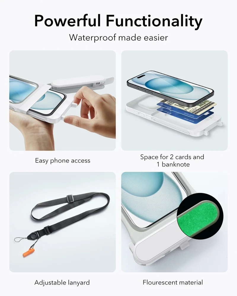 iPhone 15/14/13 Waterproof Phone Pouch Pro - White - 1 Pack