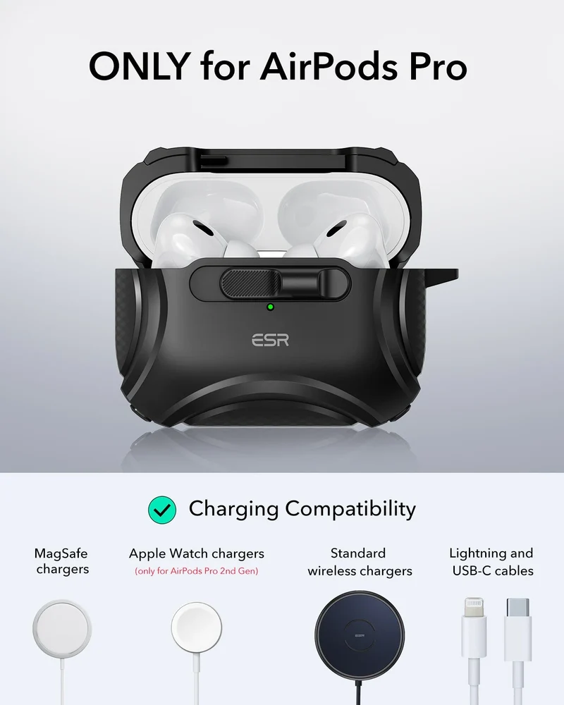 AirPods Pro (2023/2022/2019) Cyber FlickLock Case (HaloLock) - Dark Green