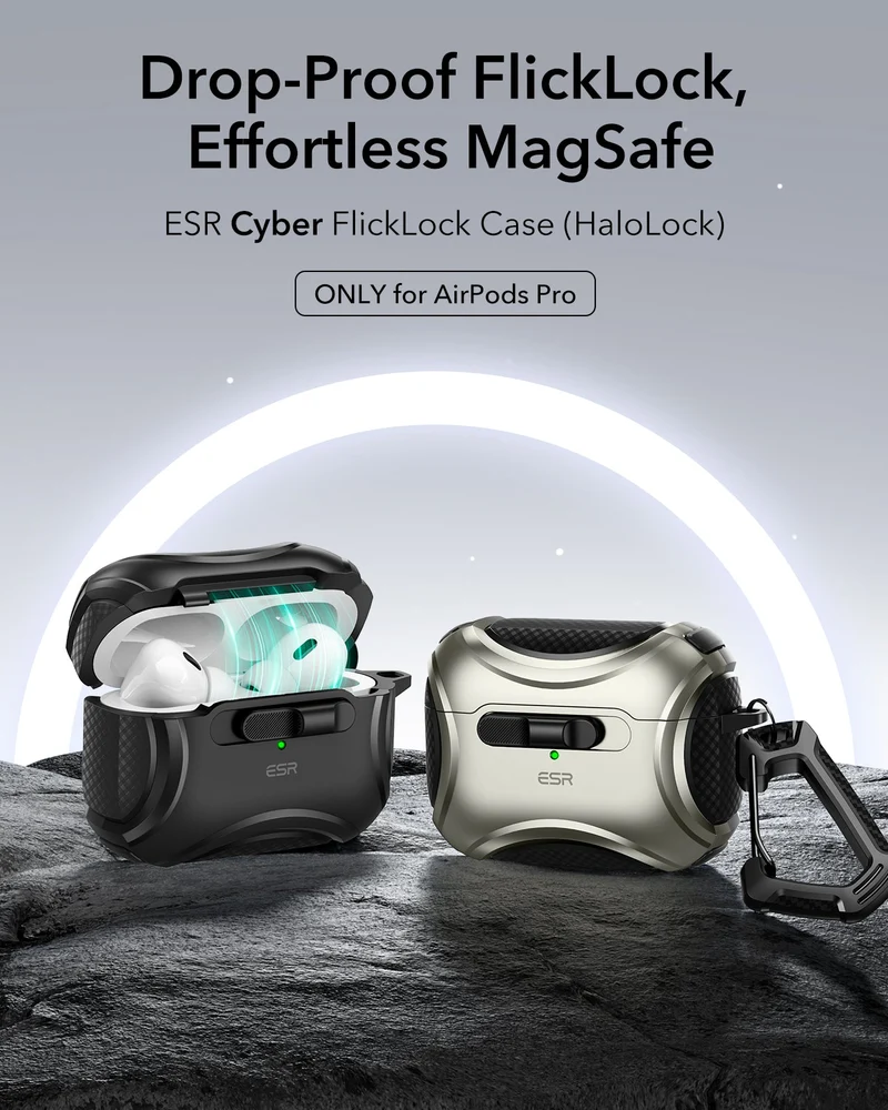 AirPods Pro (2023/2022/2019) Cyber FlickLock Case (HaloLock) - Forest Green