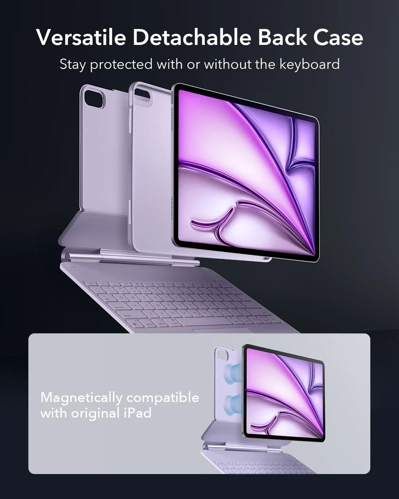 iPad Air 13”(2025) Rebound Magnetic Keyboard Case 360 - US Layout-Purple