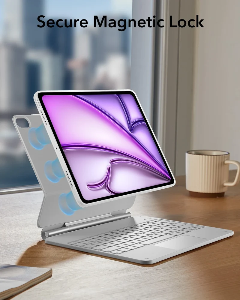 iPad Air 13" (M4) 2026 Bundle Rebound Magnetic Keyboard Case 360 & Screen Protectors - US Layout-White