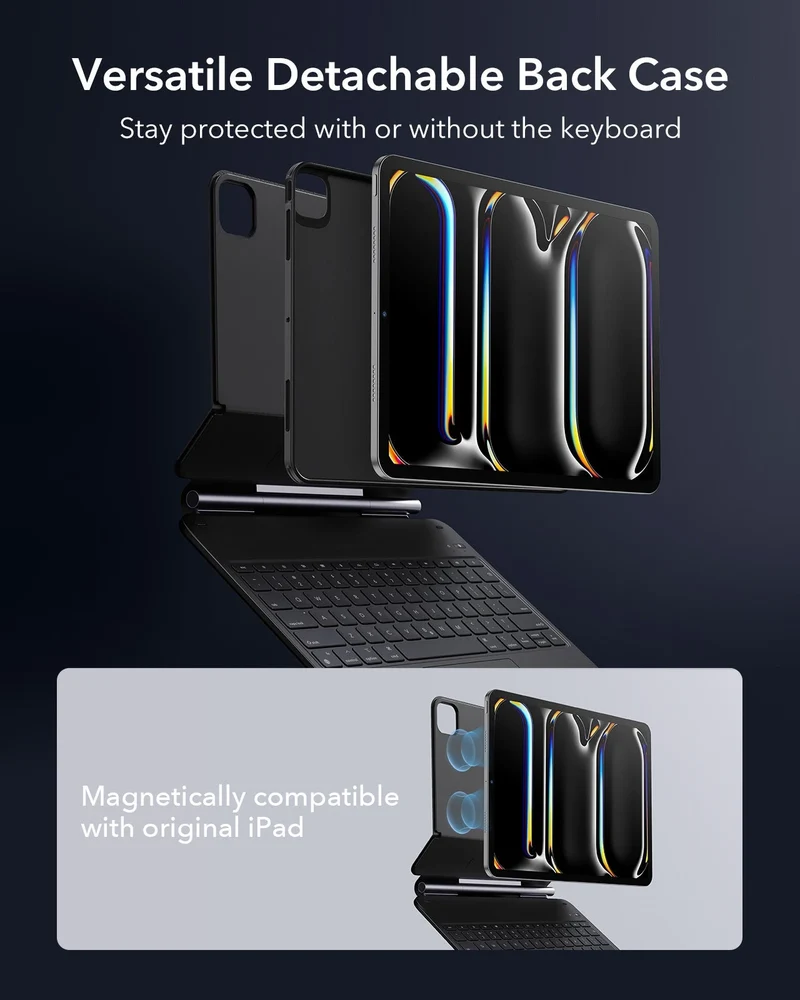 iPad Pro 13ʺ (2025) Rebound Magnetic Keyboard Case 360 Pencil Bundle - US Layout-Black