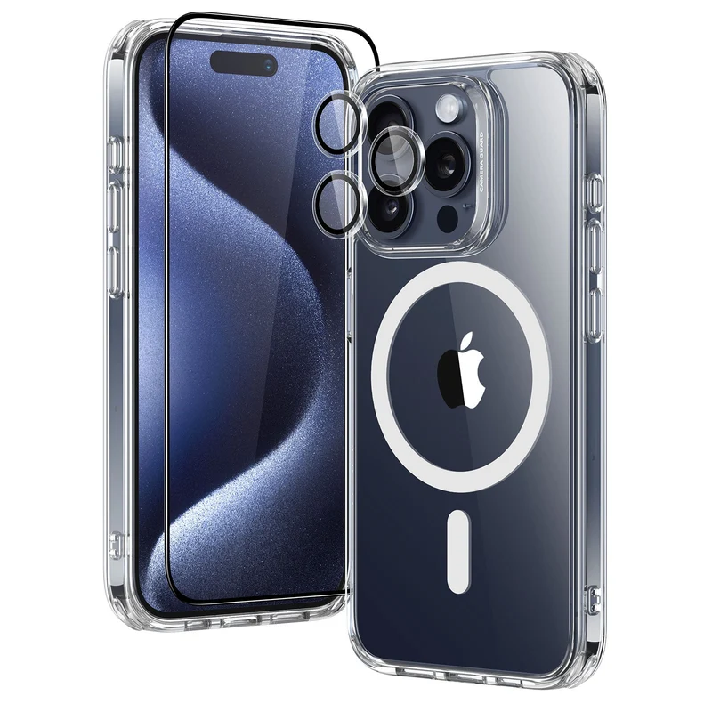 iPhone 15 pro max Classic Hybrid Case Set (HaloLock) - Clear