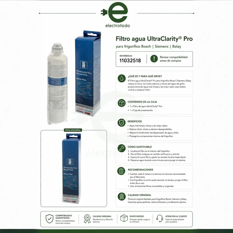 Filtre à eau pour réfrigérateur Balay 11032518 Bosch Neff Siemens