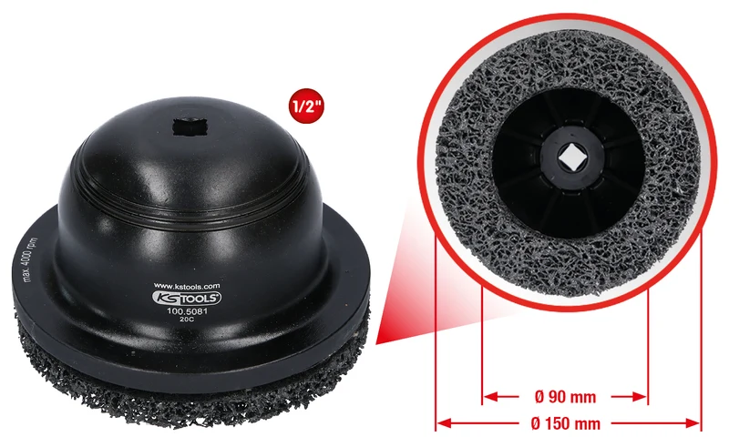 KS TOOLS Jeu de disques à poncer en aluminium pour moyeux Ø 150 mm, Ø intérieur 90 mm, 2 pcs ( 100.5080 )