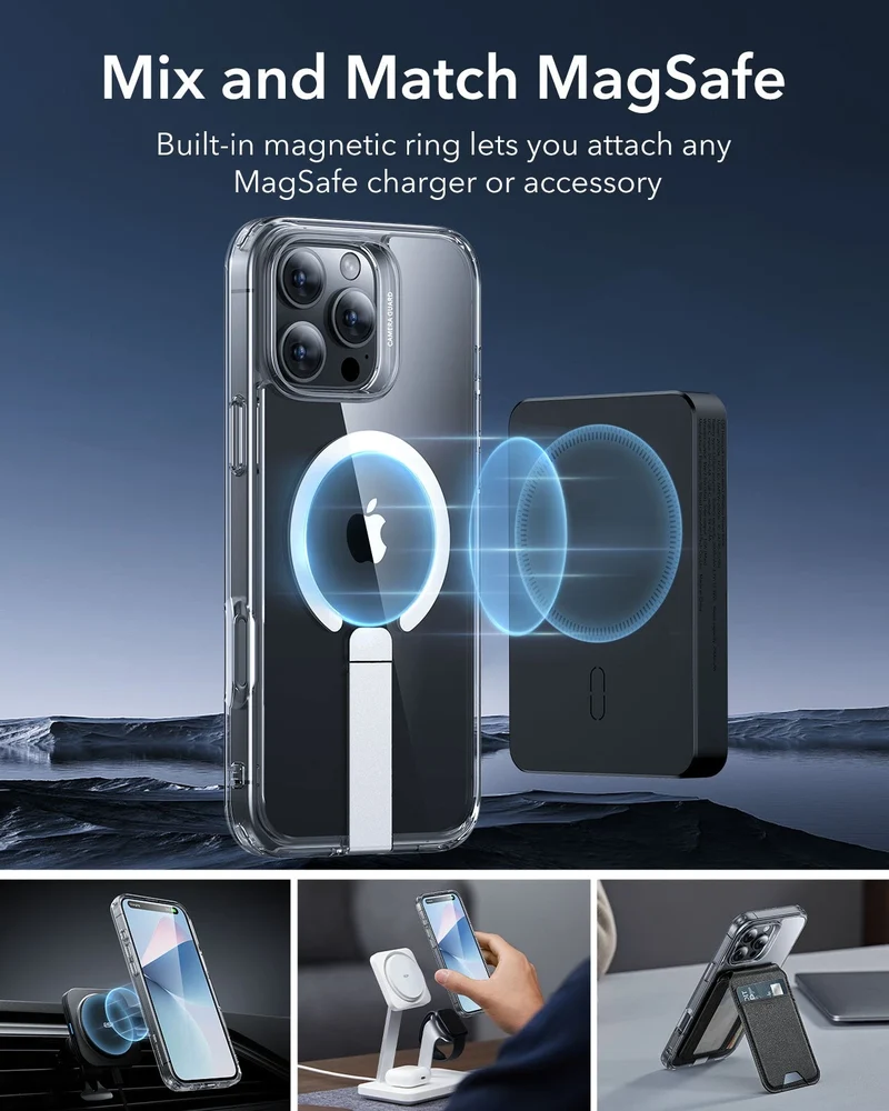 iPhone 16 Pro Boost Flickstand Case (HaloLock) - Clear Grey