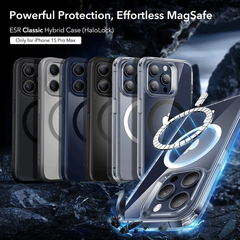 iPhone 15 Pro Max Classic Hybrid Case (HaloLock) - Clear