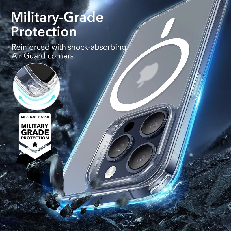 iPhone 15 Pro Max Classic Hybrid Case (HaloLock) - Clear