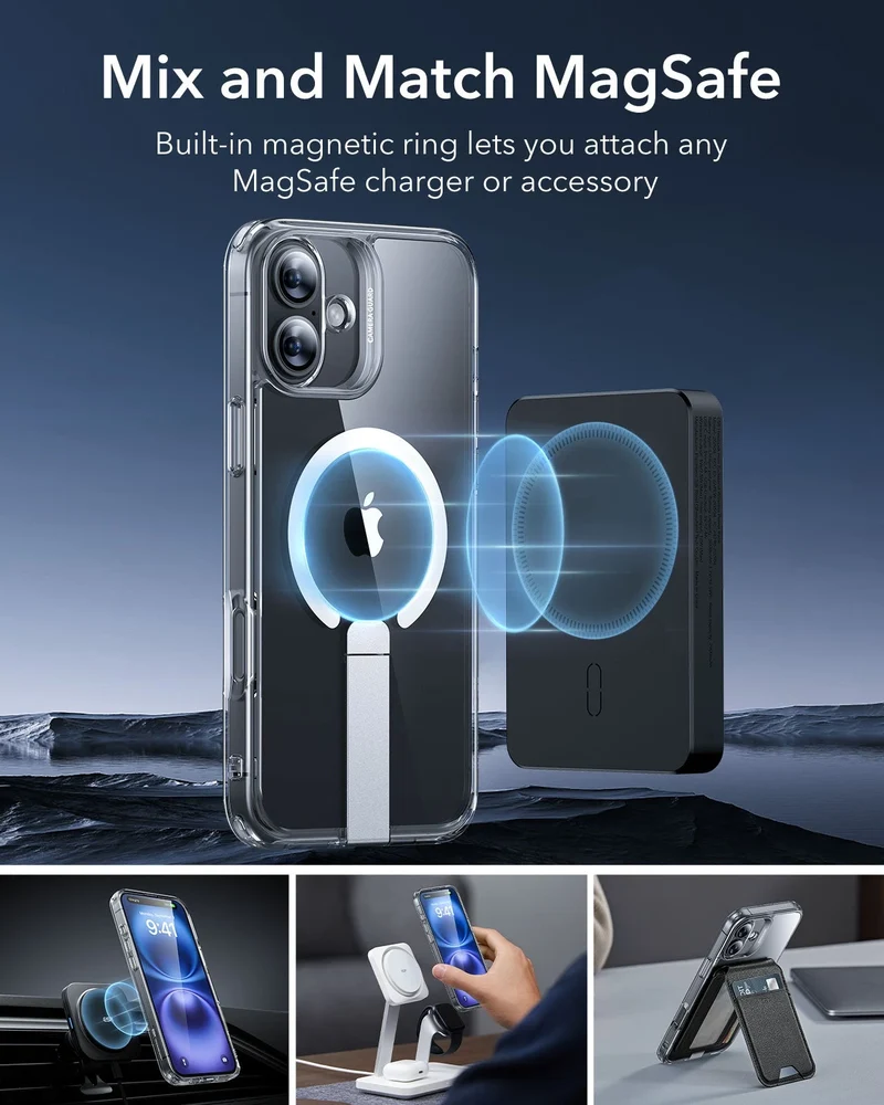 iPhone 16 Boost Flickstand Case (HaloLock) - Clear Blue
