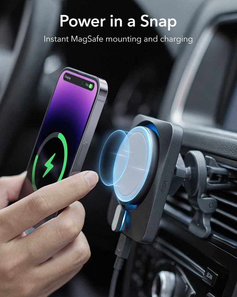 15W Car Charger with MagSafe + CryoBoost - Cool Grey