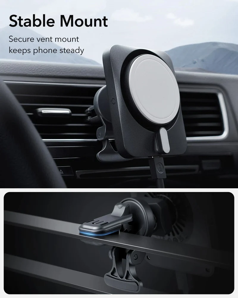 15W Car Charger with MagSafe + CryoBoost - Cool Grey
