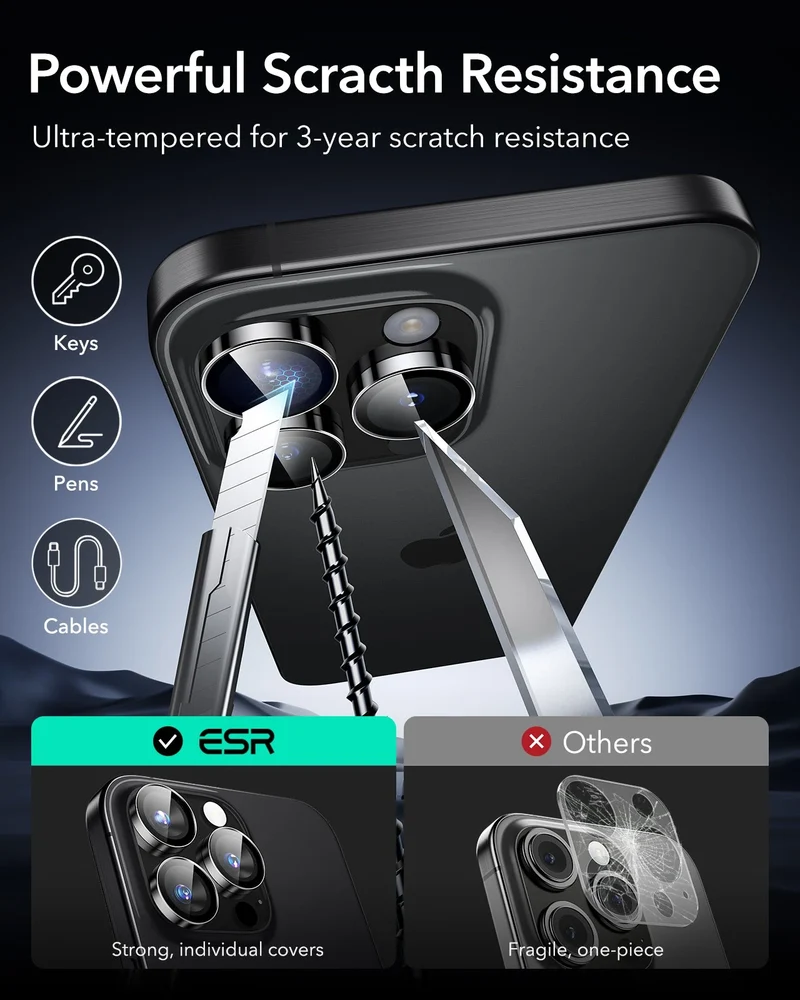 iPhone 16 Pro Max/Pro Armorite Camera Lens Protectors - Black