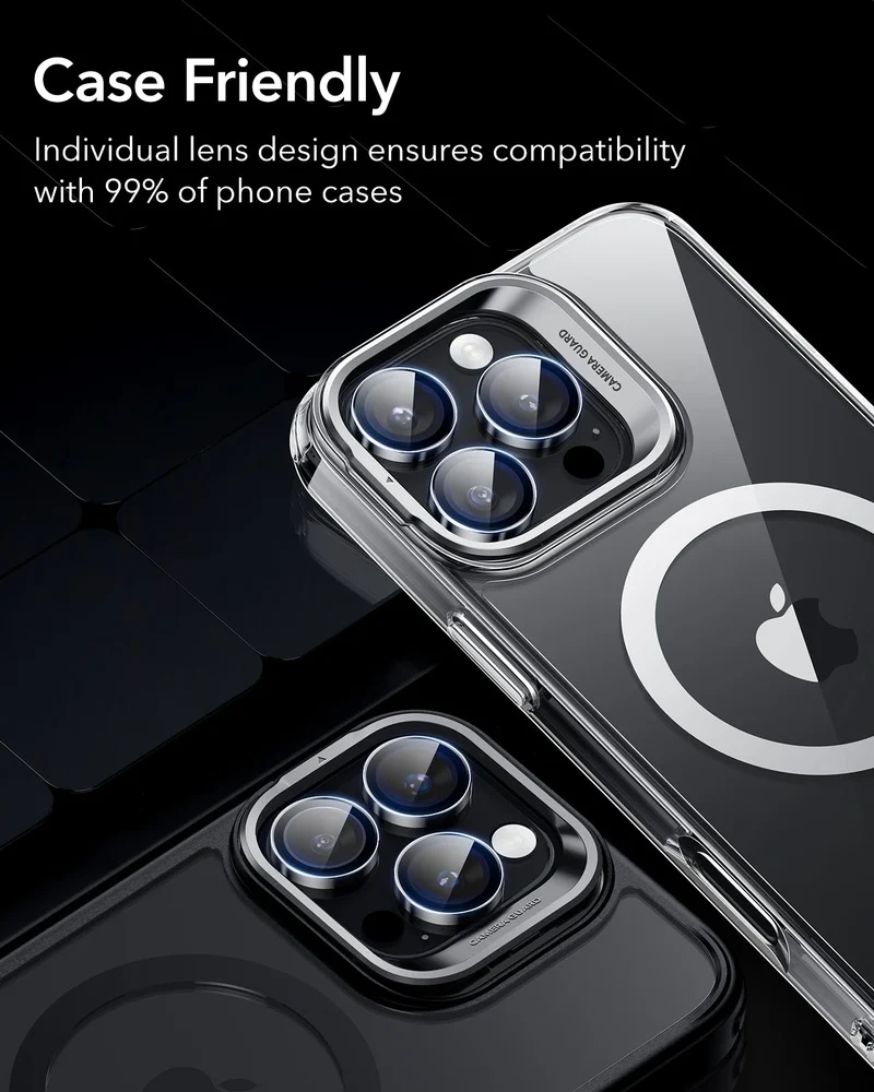 iPhone 16 Pro Max/Pro Armorite Camera Lens Protectors - Black - 2 Pack