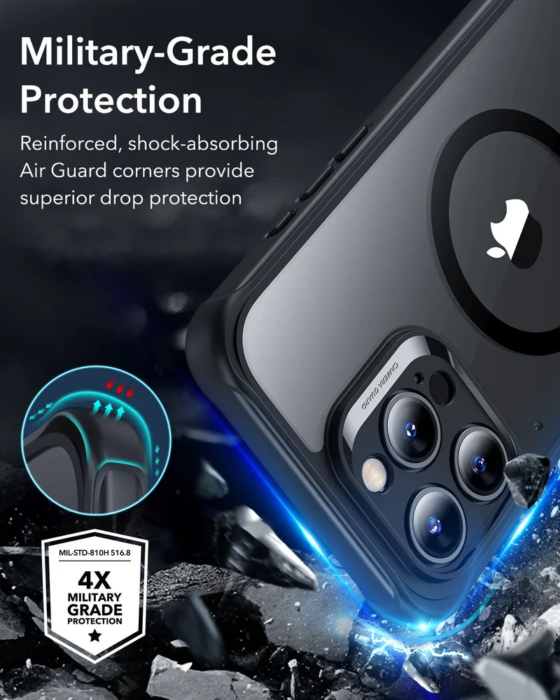 iPhone 16 Pro Max Armor Tough Case (HaloLock) - Clear Black
