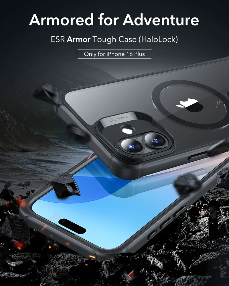iPhone 16 Plus Armor Tough Case (HaloLock) - Clear Black