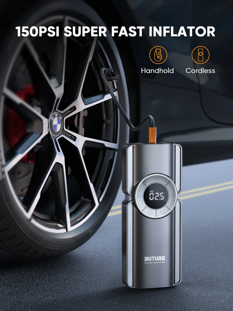 Buture Beta01 Palm-Sized Jump Starter with Air Compressor丨3500A Peak Power, Auto Shut-Off Inflation