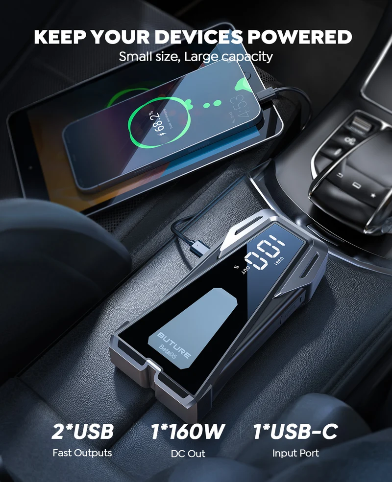 Buture Beta05 Car Jump Starter 4000A丨EC5 Adapter Included, Power More Devices