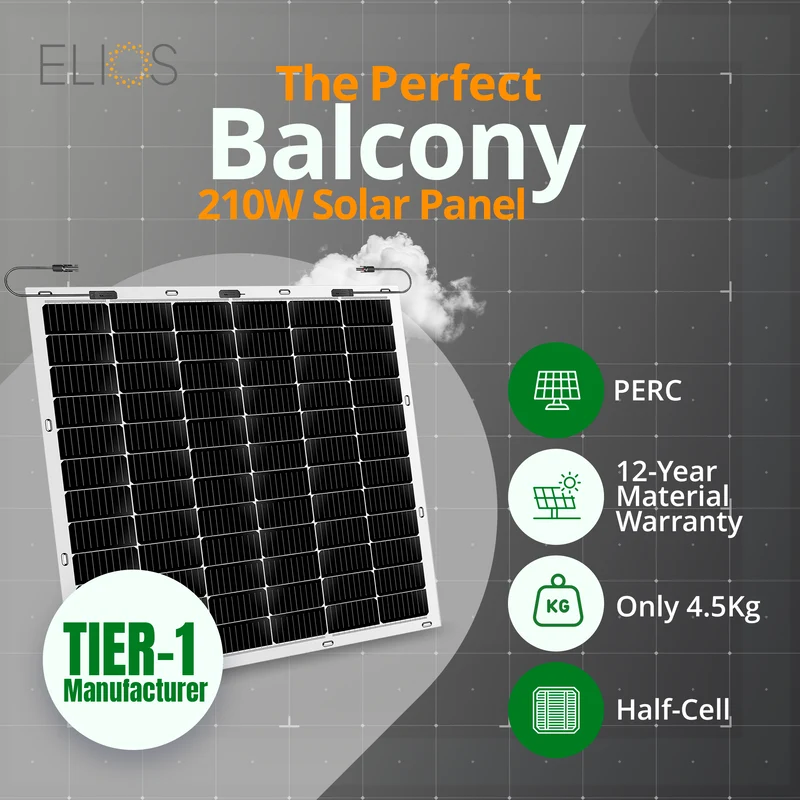 Pack of 2 Elios Voltaic210F-B | 2 x 210W Semi-Flexible Balcony Solar Panel