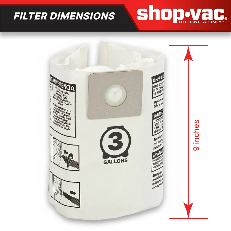 Shop-Vac® 3 Gallon AllAround® Disposable Filter Bag