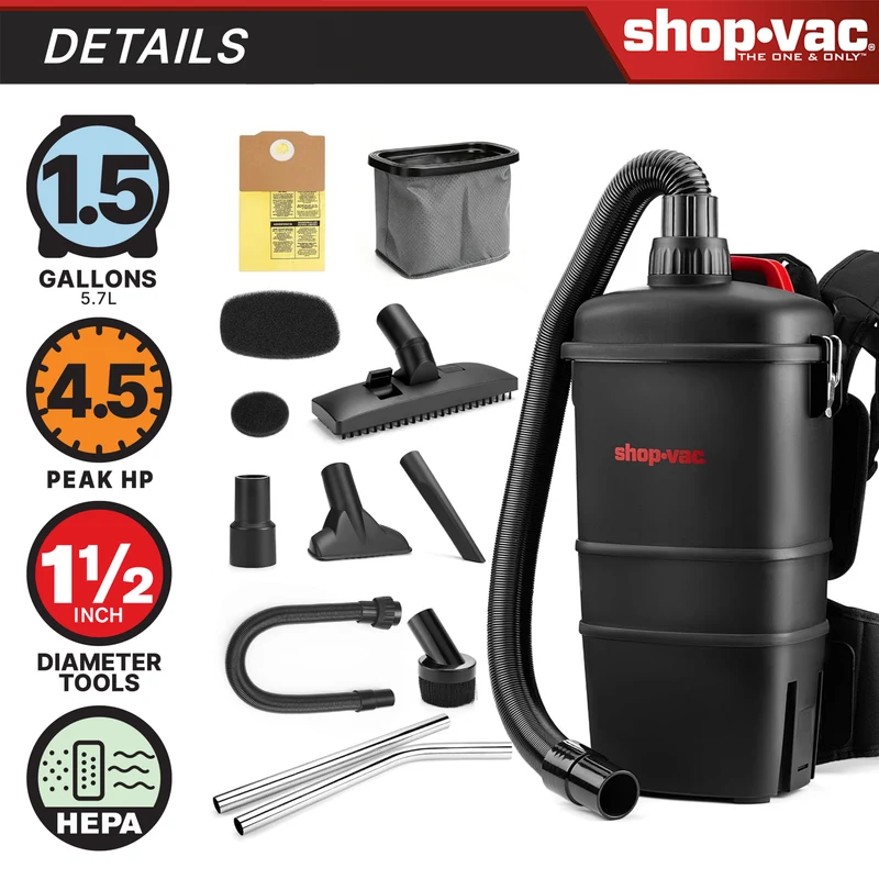 Shop-Vac® Commercial 1.5 Gallon Backpack Vacuum