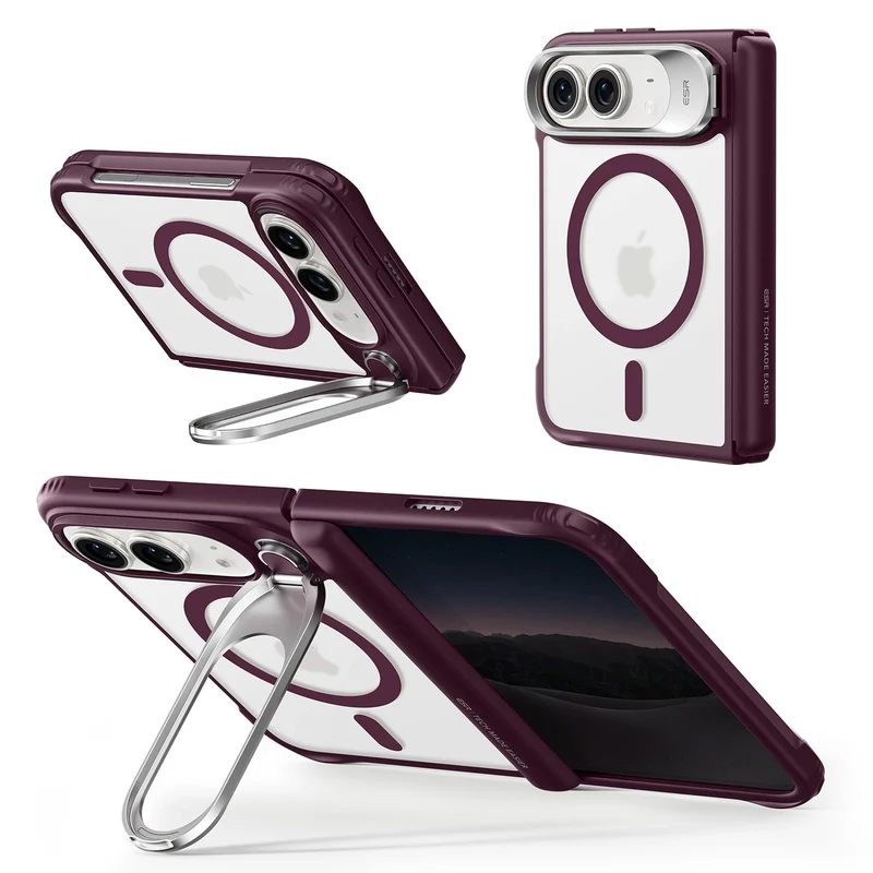 iPhone Duo Classic Hybrid Magnetic Case with Flex Stand - Frosted Deep Burgundy