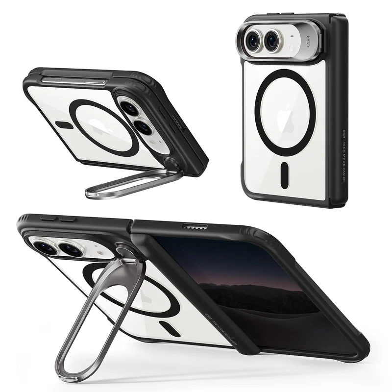 iPhone Duo Classic Hybrid Magnetic Case with Flex Stand - Clear Black