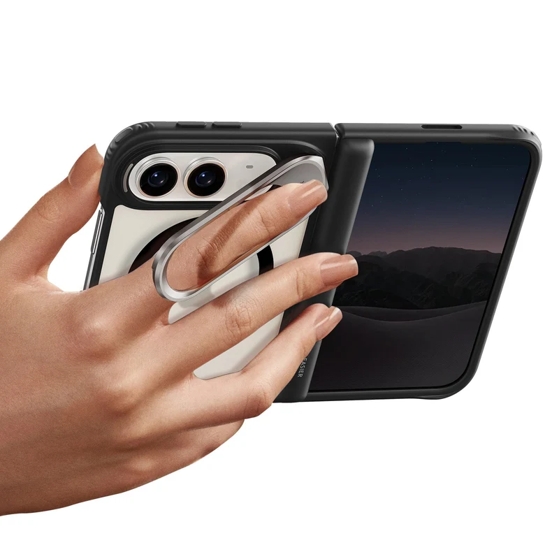 iPhone Duo Classic Hybrid Magnetic Case with Flex Stand - Clear Black