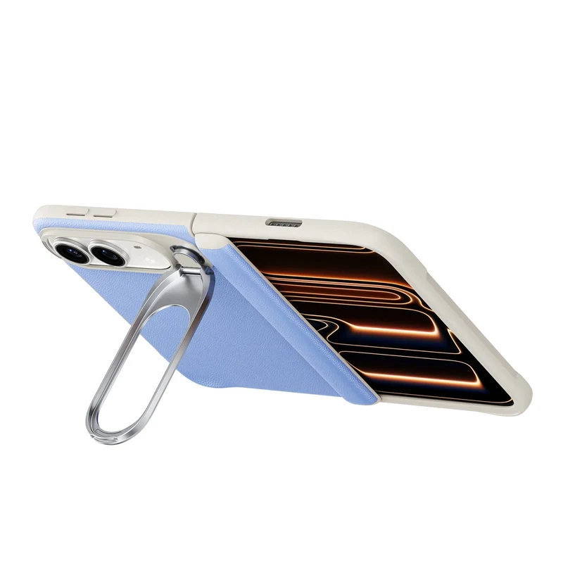iPhone Duo Atelier Silicone Leather Magnetic Case with Flex Stand - Misty Blue