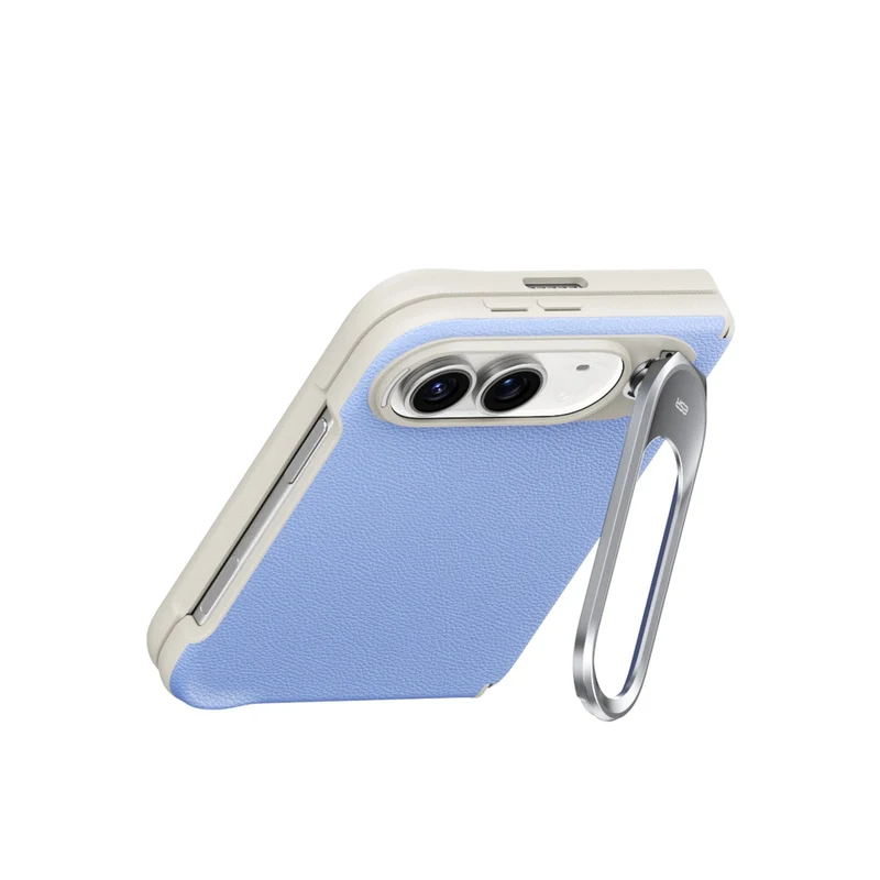 iPhone Duo Atelier Silicone Leather Magnetic Case with Flex Stand - Misty Blue