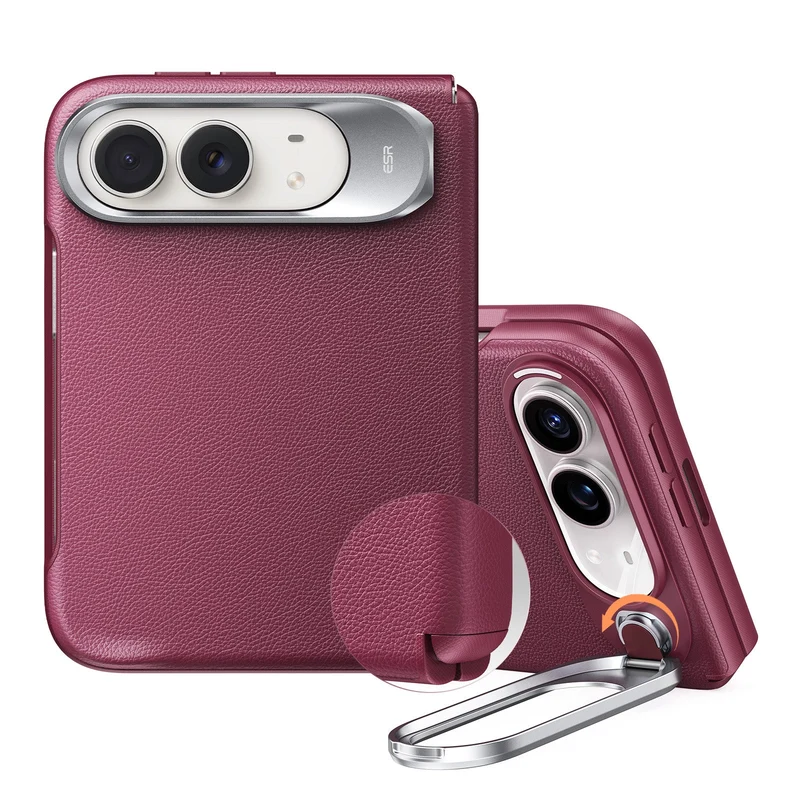 iPhone Duo Atelier Silicone Leather Magnetic Case with Flex Stand - Deep Burgundy