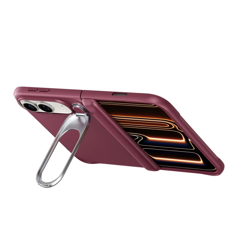 iPhone Duo Atelier Silicone Leather Magnetic Case with Flex Stand - Deep Burgundy