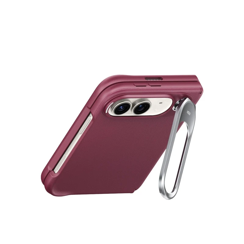 iPhone Duo Atelier Silicone Leather Magnetic Case with Flex Stand - Deep Burgundy