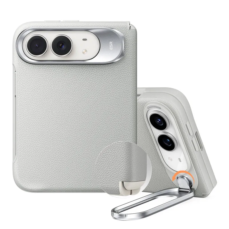 iPhone Duo Atelier Silicone Leather Magnetic Case with Flex Stand - Light Gray