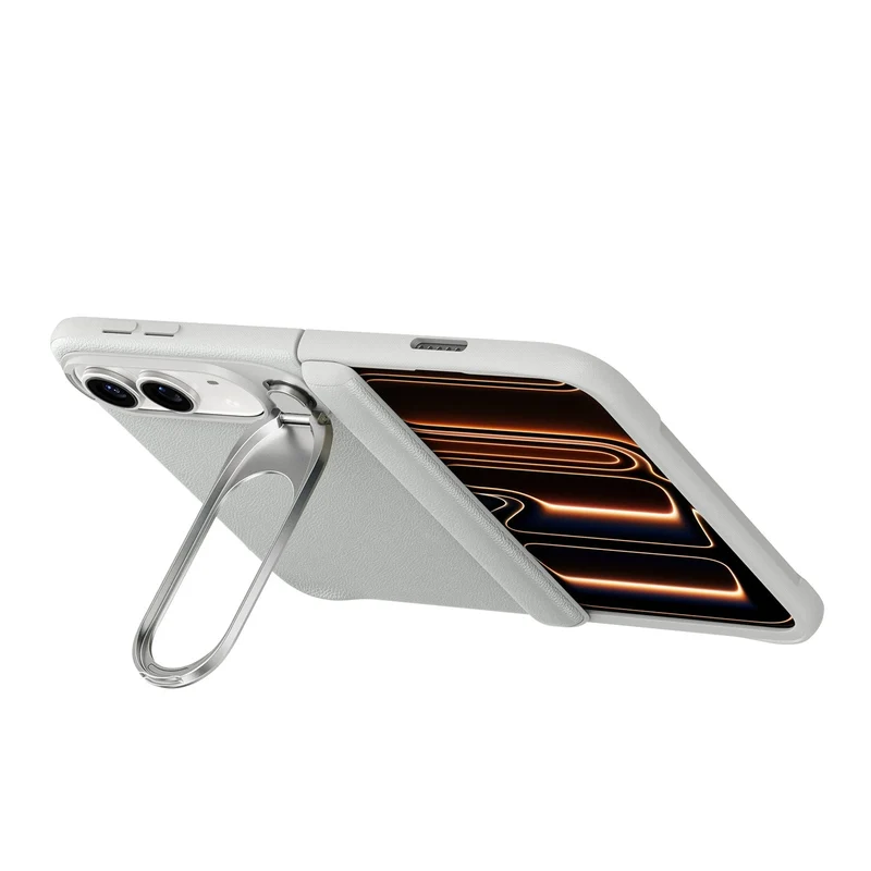 iPhone Duo Atelier Silicone Leather Magnetic Case with Flex Stand - Light Gray